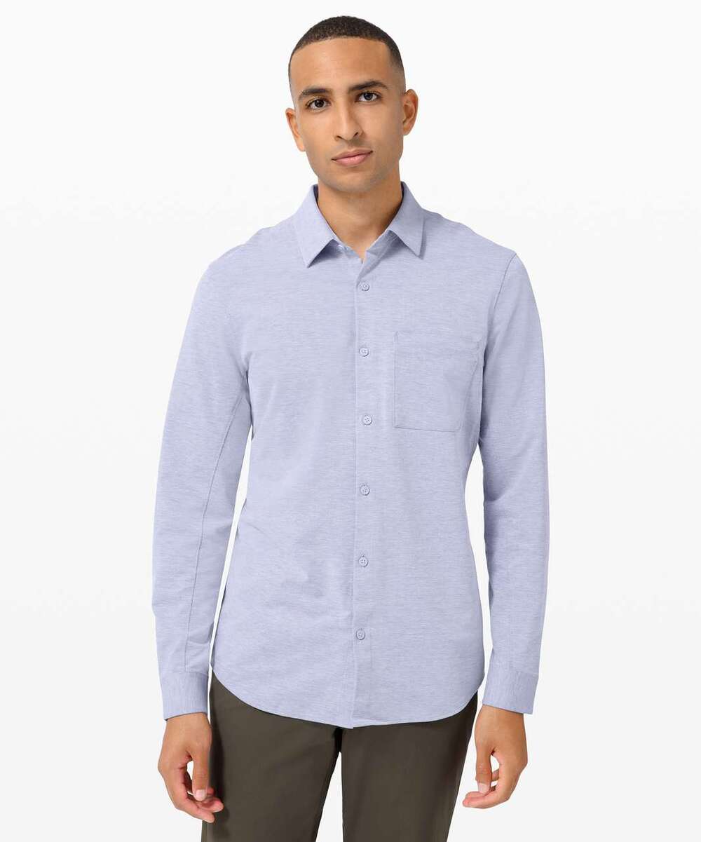 Lululemon Commission Long Sleeve Button Down Shirt Harbor Blue Large